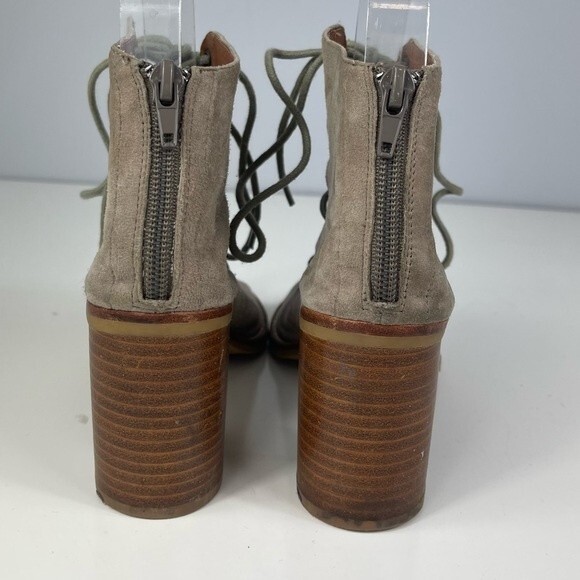 Jeffrey Campbell Cors Peep Toe Lace Up Suede Chunky Stacked Heel Boot Sandals 6 - Picture 9 of 16